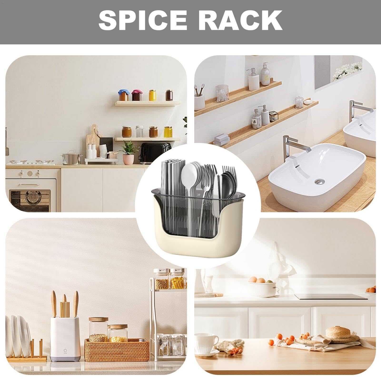 Portautensili per piano di lavoro – 3 scomparti da cucina – contenitore trasparente per utensili da cucina porta spatola, per posate, piano di lavoro della cucina
