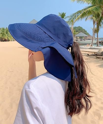 Miniatura 2 de Sombrero de sol para mujer con agujero para cola de caballo, UPF 50+, ala ancha, sombrero para exteriores, senderismo, safari, playa, grdening