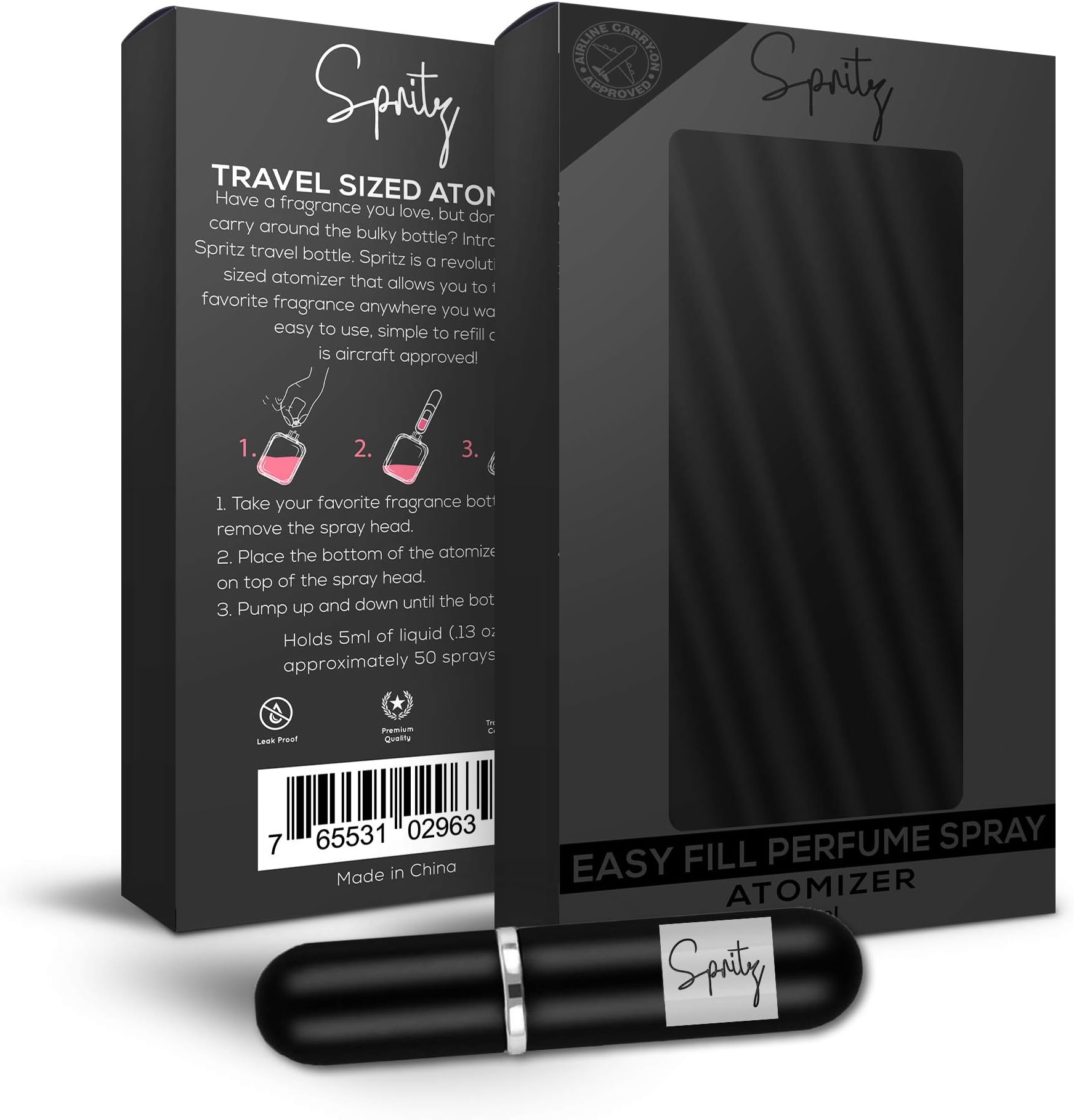 SPRITZ Perfume Atomizer Refillable - Travel Perfume Bottle and Travel Cologne Sprayer for Men and Women | 5ml Travel Perfume Atomizer Refillable – Convenient, Portable Sleek No Mess Refill System