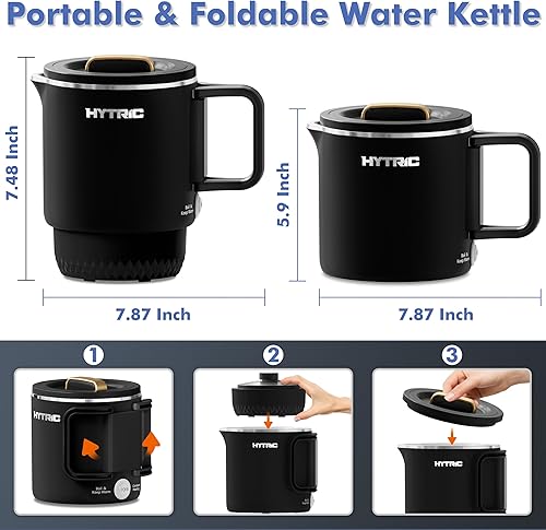 Miniatura 2 de HYTRIC Hervidor Eléctrico de Viaje, Hervidor Pequeño Plegable de 650ML, Hervidor de Agua Portátil con Control de Energía Dual, Hervidor de Acero
