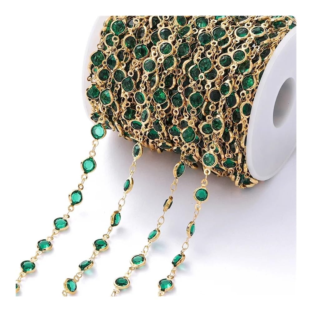 Catena con perline di cristallo da 1 metro/rotolo, 6 mm, per fai da te, collana con zirconi colorati e brillanti, per la creazione di gioielli artigianali (oro champagne, 5 pezzi)
