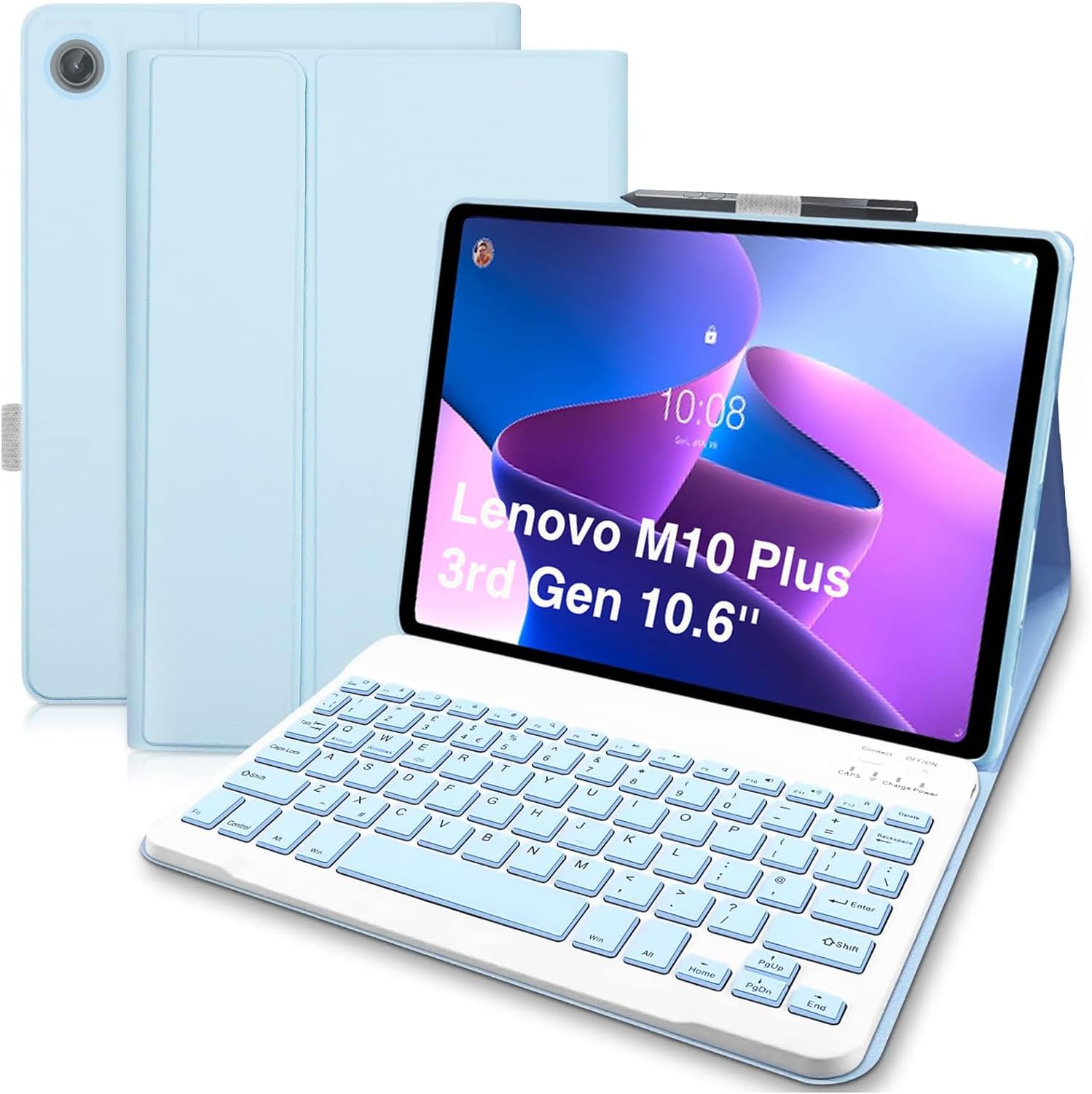 Funda Con Teclado Bluetooth Para Lenovo Tab M10 (3ª Gen) 10.1" - Desmontable, Soporte Para Lápiz, Múltiples ángulos