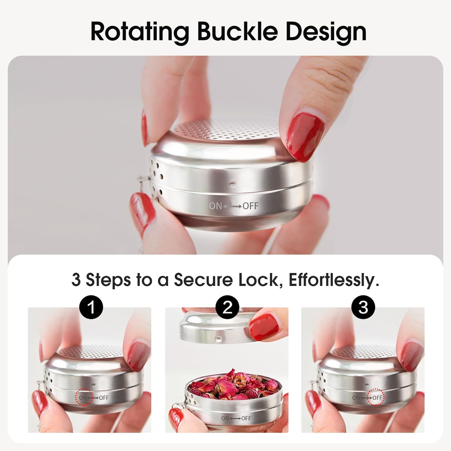 Vsitoo Tea Steeper for Loose Tea, Filter Bags Diffusers,Reusable 304 Stainless Steel Tea Bags,for Brew Tea Spices & Seasonings - Image 6