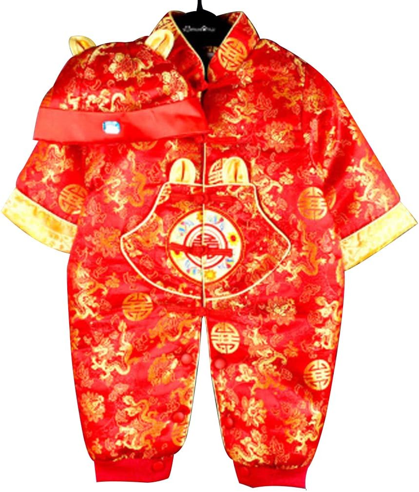 Baby Newborn Boy Girls Chinese New Years Asian Shirt Outfit … (2 to 4 Months, Red Dragon)