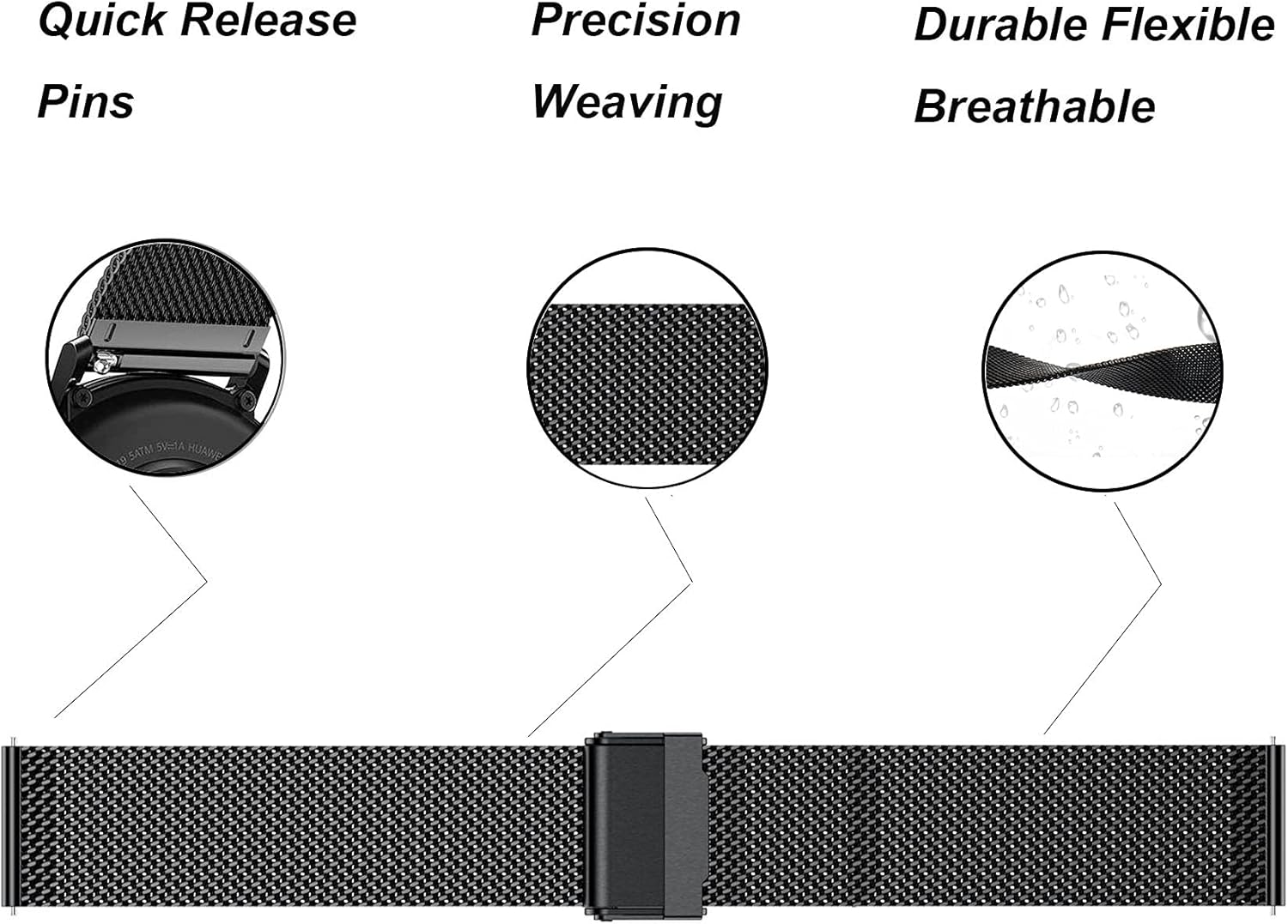 for Garmin Vivoactive 5 Watch Bands, Vivoactive 6/3, 20mm Milanese and Stainless Steel Metal Strap for Garmin Venu/Venu Sq/Forerunner 645/245 Smartwatch - Image 5