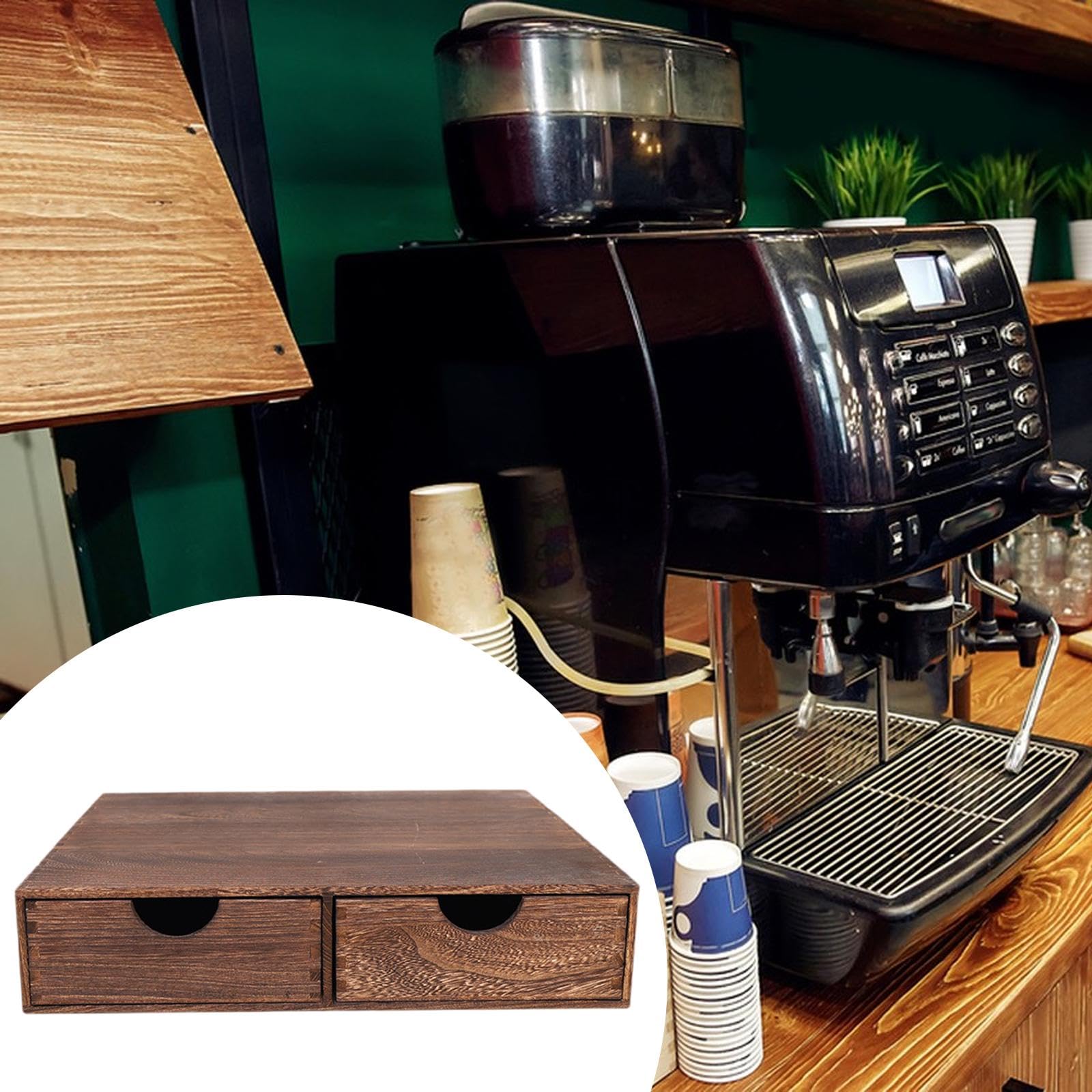 Organizer in Legno per Cialde di caffè con Due Scomparti, Ideale per Uso Domestico, Marrone