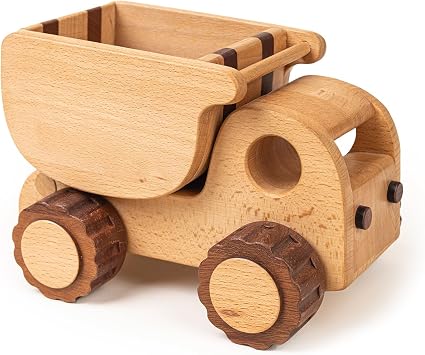 Wooden Dump Truck for Toddlers Kids | Construction Vehicle Toy, 90 Degree Dumping Bed, Montessori Toy, Gift & Nursery Decor