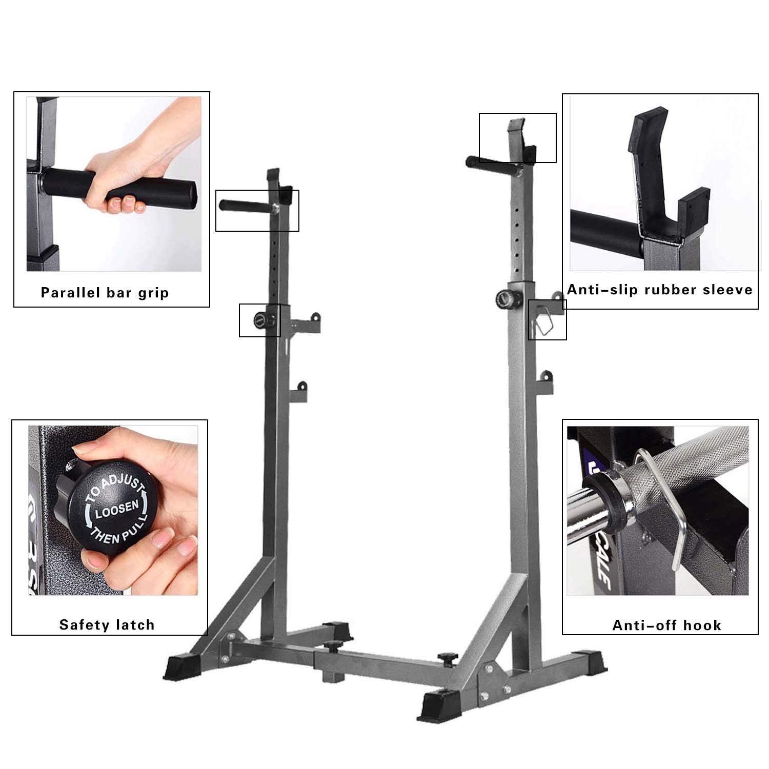 OTQEFTN Squat Rack,Stand Barbell Press Bench Weight Lifting Rack Home Gym Dumbbell Racks Stands Adjustable Max Load 661 LB