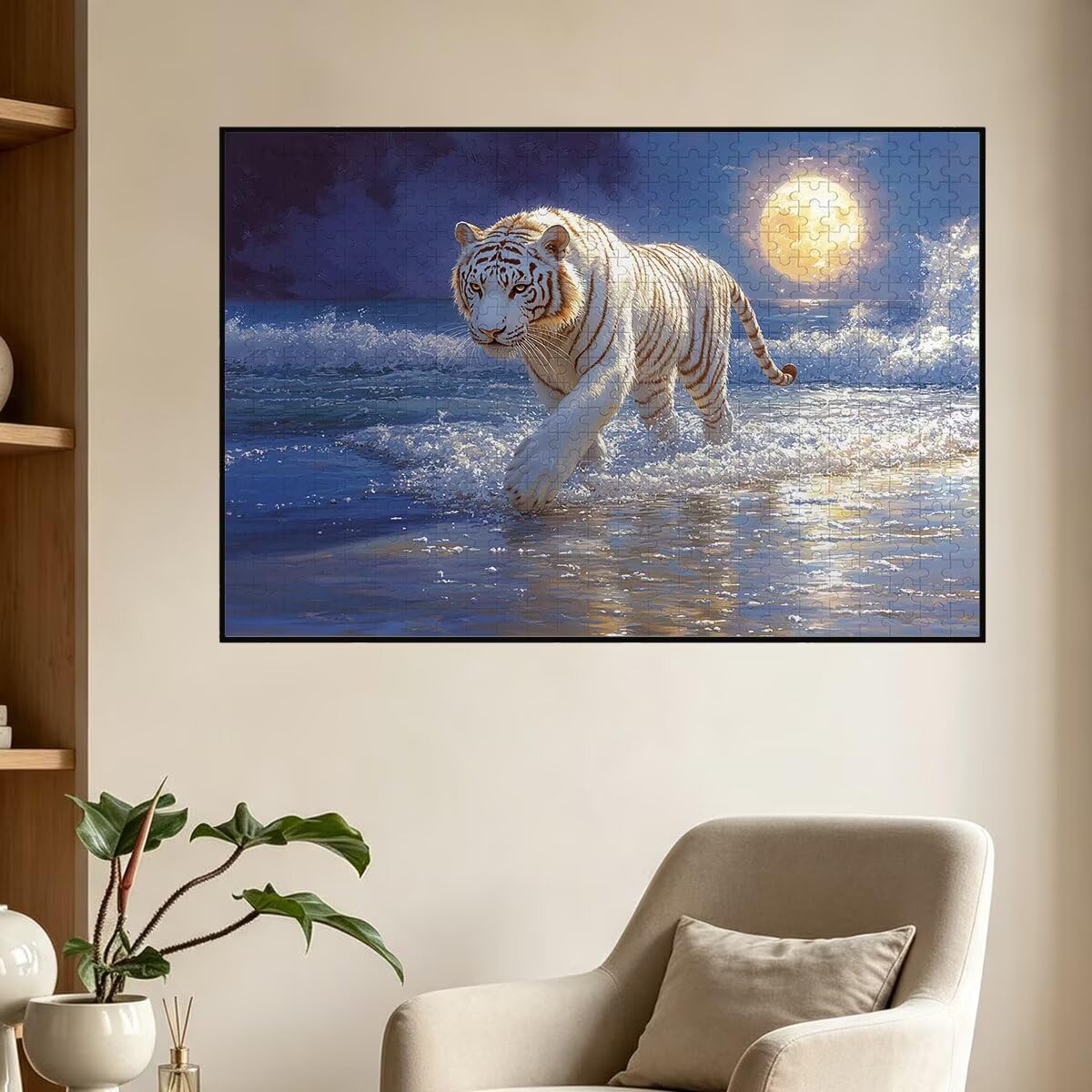 Puzzle 4000 Pezzi Tigre, Puzzle Adulti Spiaggia in Legno, 141x87cm -1479