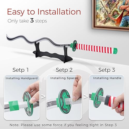 Miniatura 5 de Espada Demon Slayer - Réplica de Katana de anime de 41 pulgadas con cinturón y soporte, espada duradera perfecta para cosplay, espada Nichirin con