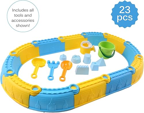 Miniatura 2 de Vokodo Juego de castillo de arena de juguete de playa de 23 piezas, incluye moldes, herramientas, cubo, pala, rastrillo y regadera, perfecto para