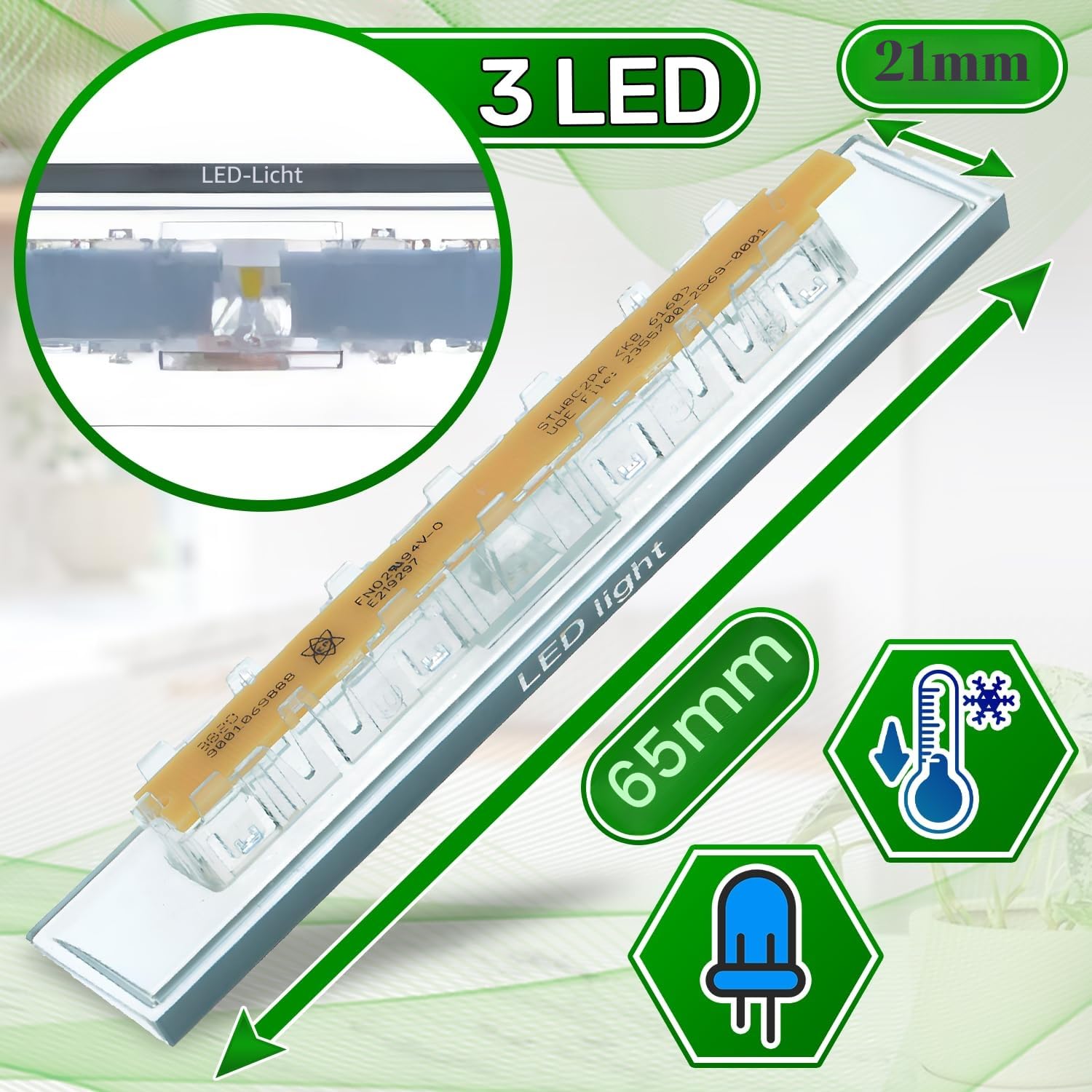 LED Leiste für Kühlschrank mit Gefriertruhe mit Originalcode 10003924 10024820 00628627 628627 für Bosch für Siemens - MADE IN GERMANY - ONIX TECH