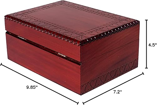 Miniatura 6 de Artisan Owl Maletero grande hecho a mano polaco de 10 pulgadas con diseño de corazón con cerradura y llave para recuerdos, cartas de amor, joyas y