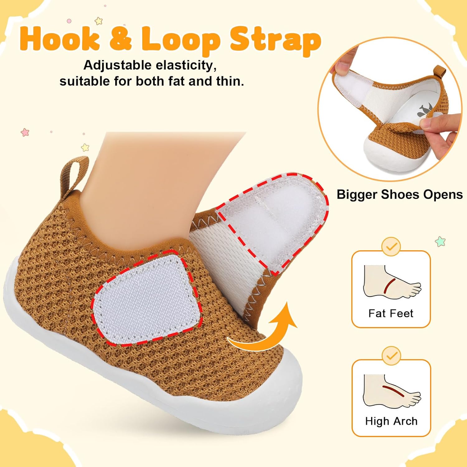 FEETCITY Baby First Walking Shoes Wide Baby Shoes Infant Sneakers Newborn Crib Shoe Barefoot Lightweight Slip On Shoe - Image 6