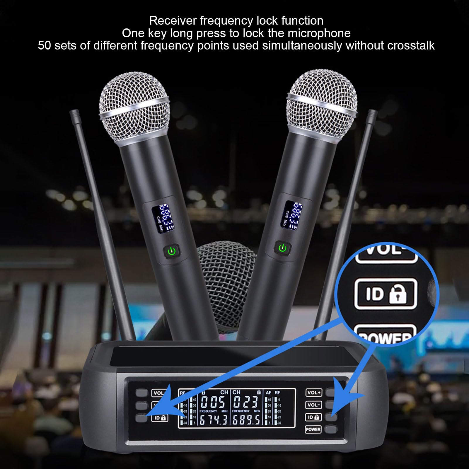 Ricaricabile con Doppio Microfono Portatile per la Riduzione del Rumore per Karaoke Ed Eventi All'aperto