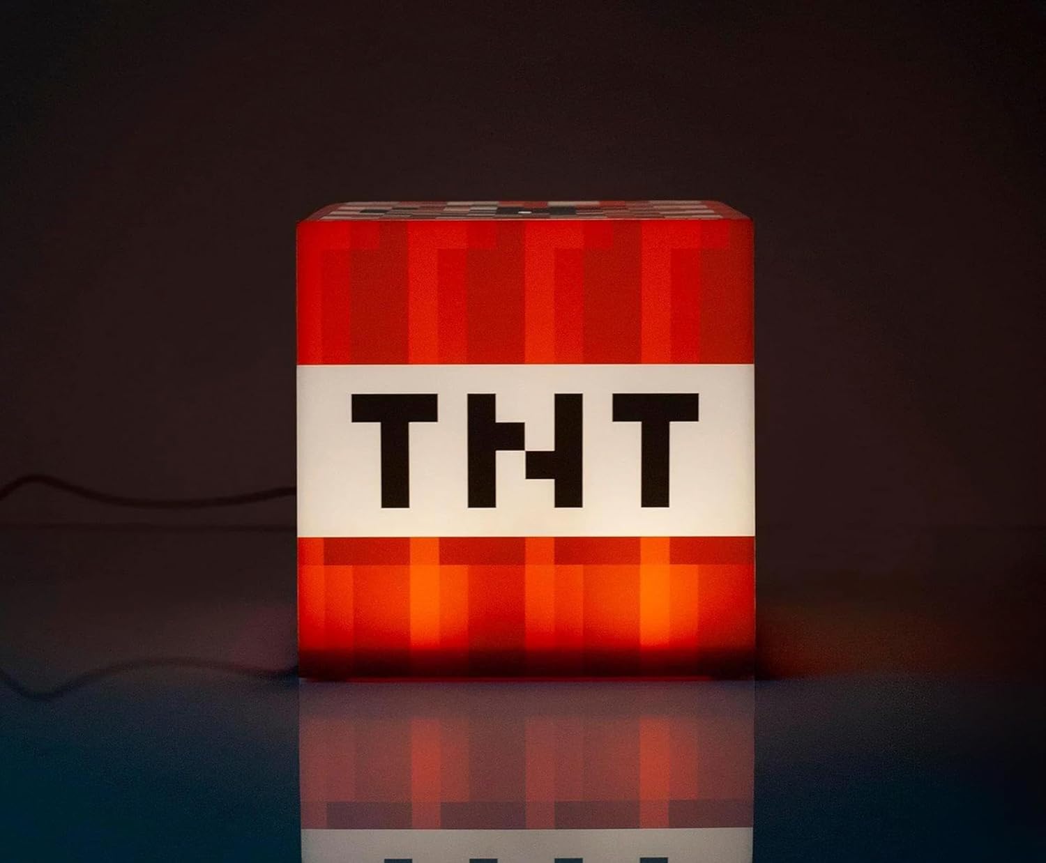Minecraft TNT Block 6 Inch USB LED Night Light Cube - Decorative, Fun, Safe & Awesome Bedside Mood Lamp Toy for Baby, Kids, Teens & Adults - Best for Home's Bedroom, Living Room Or Even Office