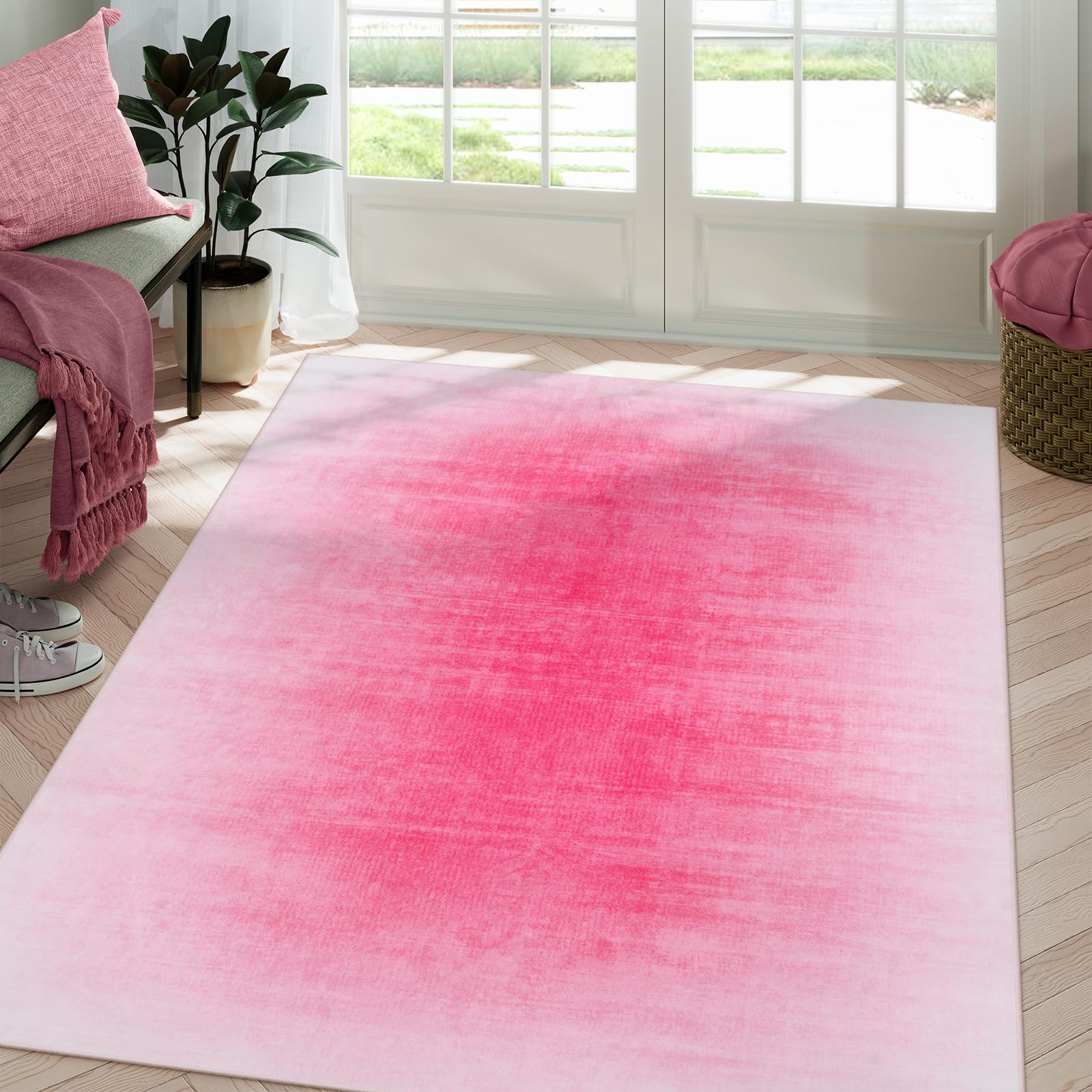 Hot Pink Ombre 5x7 Rug for Girl's Bedroom & Living Room
