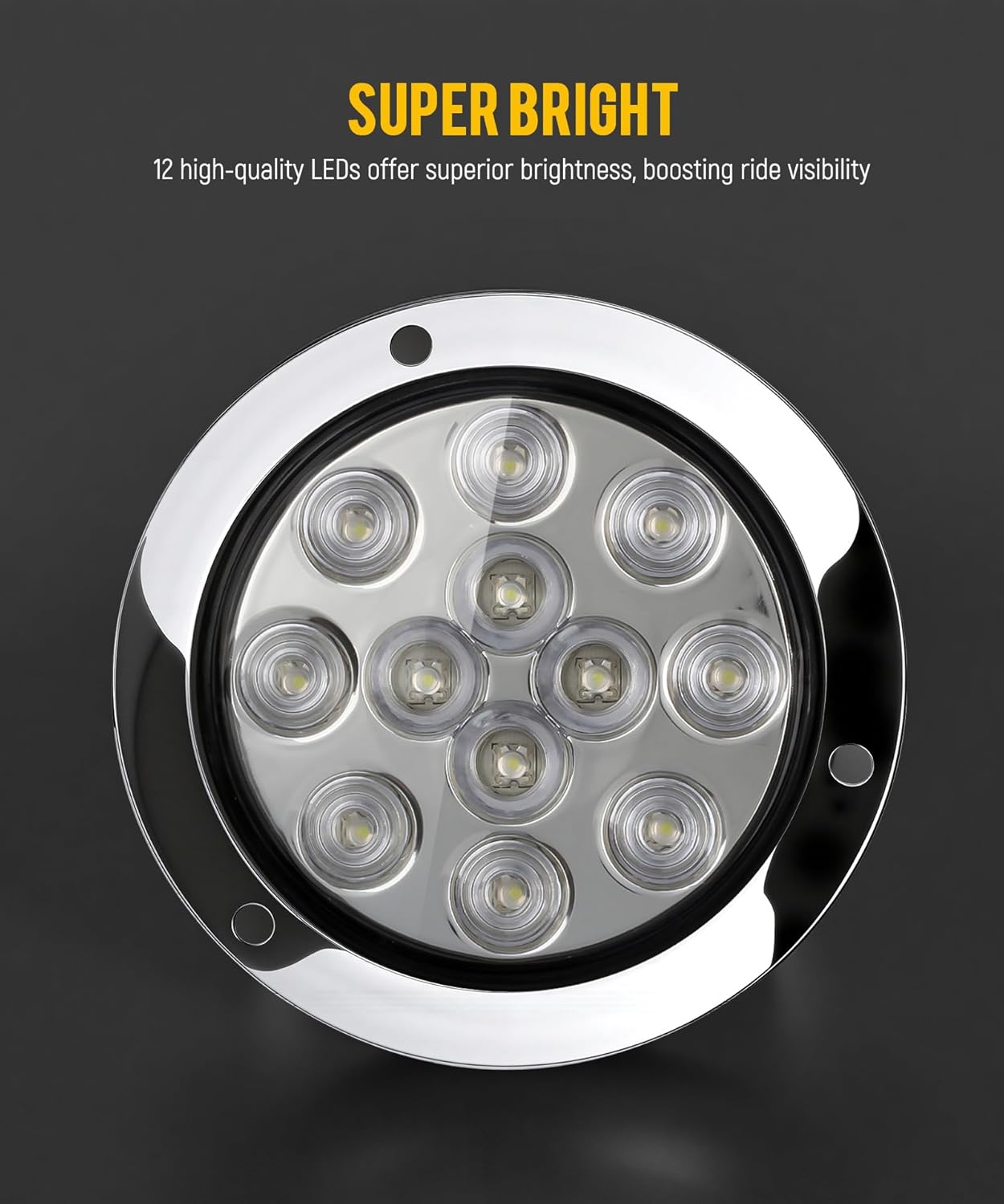 Partsam 4 Red + 2 White 4" Round Led Stop Turn Tail Back-up Reverse Fog Lights Include Lights Flange Mount 12 LED for Truck Trailer RV
