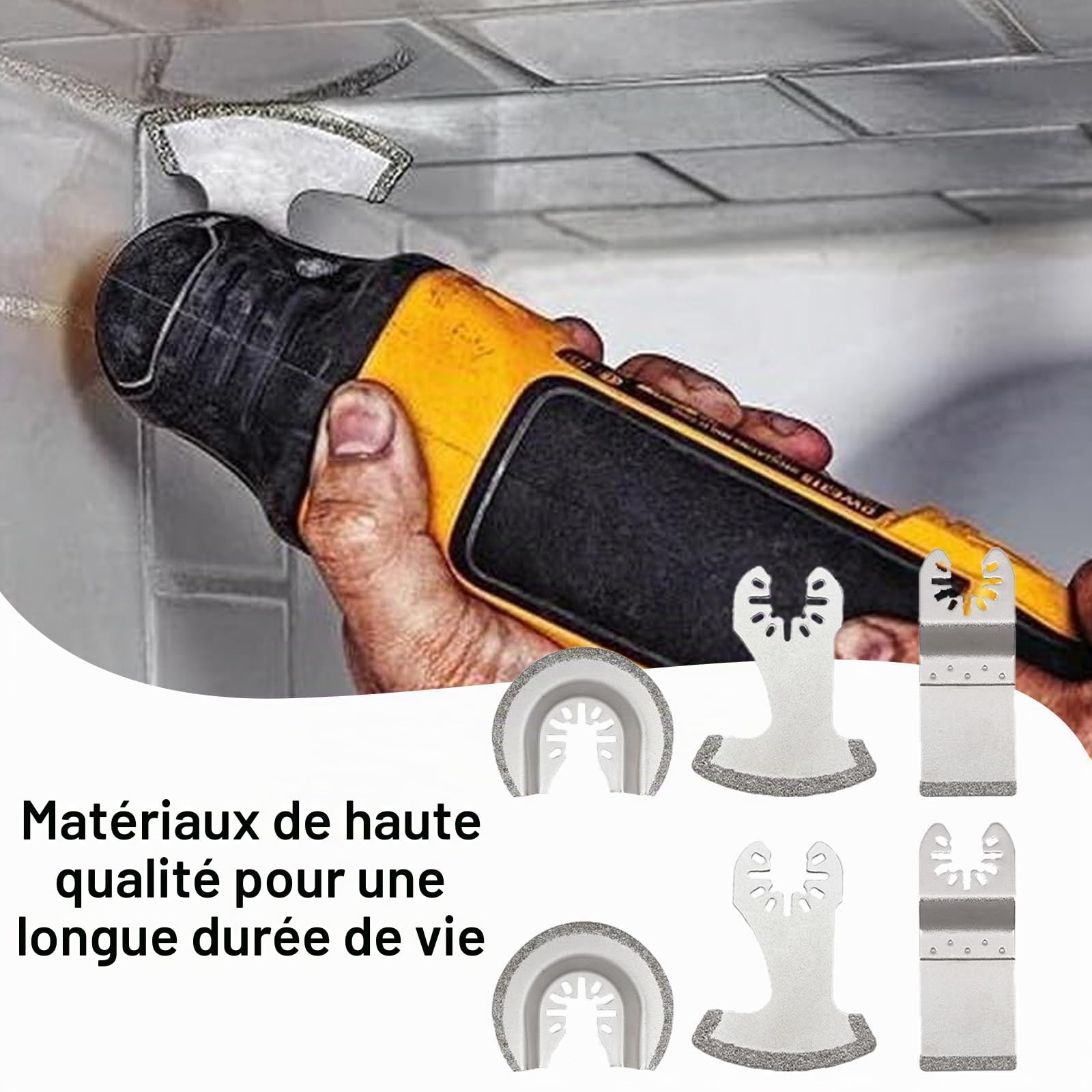 NIYATA Lot de 6 lames diamantées pour outil multifonction, lame oscillante pour outil multifonction de retrait de coulis, lame de retrait de coulis diamantée, lame multifonction pour maçonnerie pour