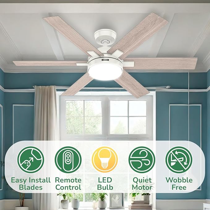 Ventilador de Techo 52 Pulgadas Con Luz LED 120V miniatura 4