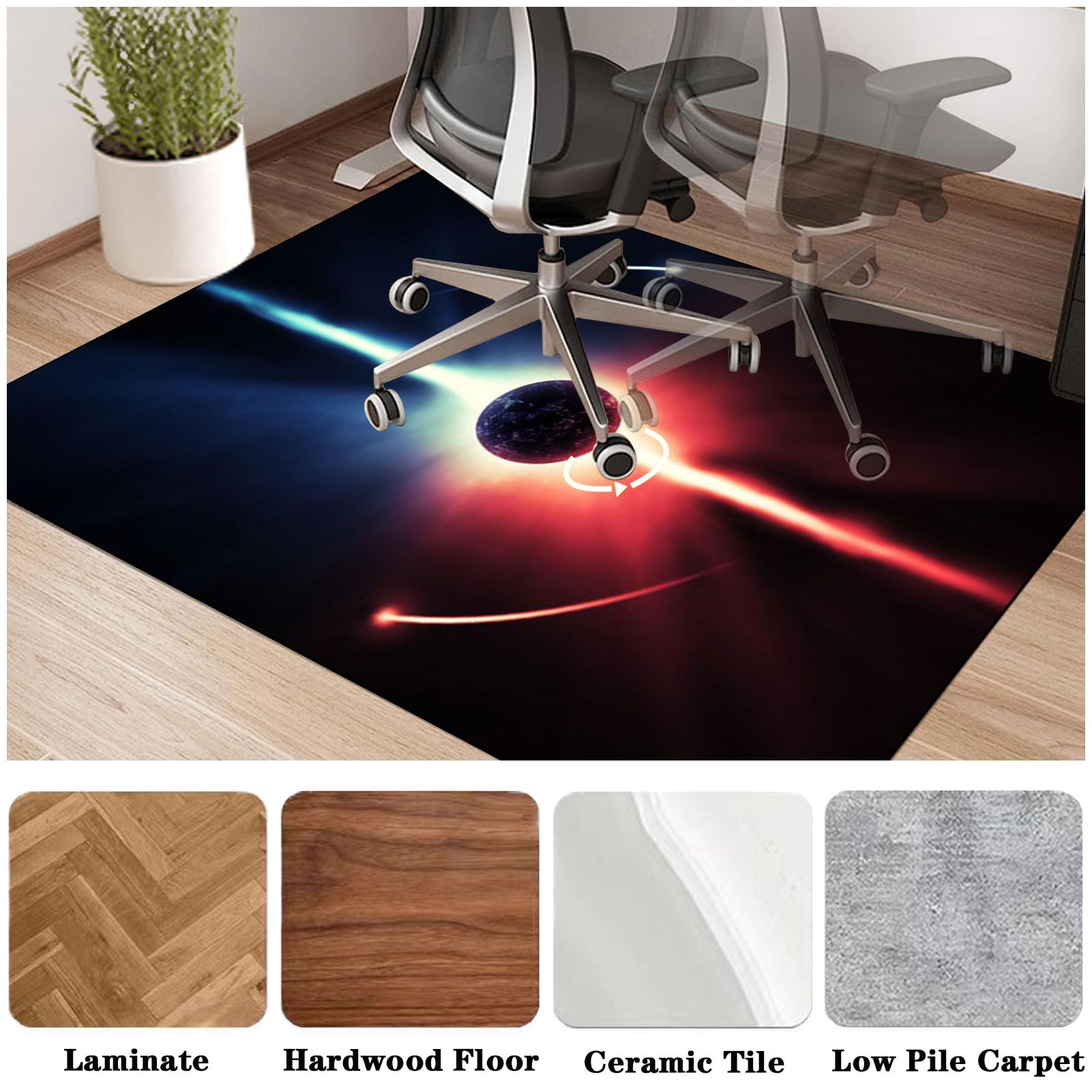 Bürostuhl Unterlage Gaming Bodenschutzmatte für Hartböden Computer Gamer Teppiche Schutzmatte für Teppichböden rutschfest Kratzfest Schreibtischstuhl Unterlage für Laminat und Parkett 100 x 120 cm