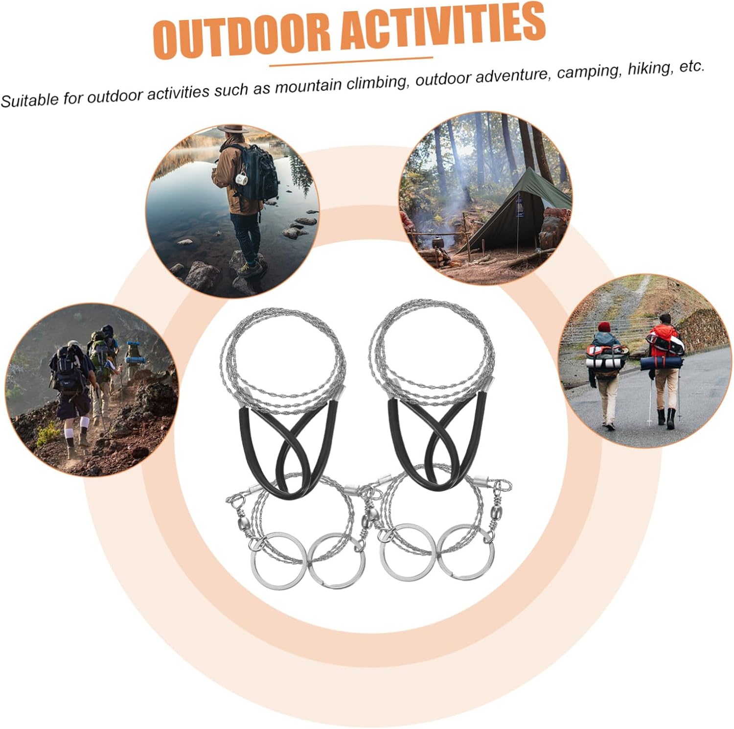 Alipis 4Pcs Portable Pocket Wire Saw Chainsaw Lightweight for Camping Hiking Backpacking Strong Cutting Ability for Wood Outdoors