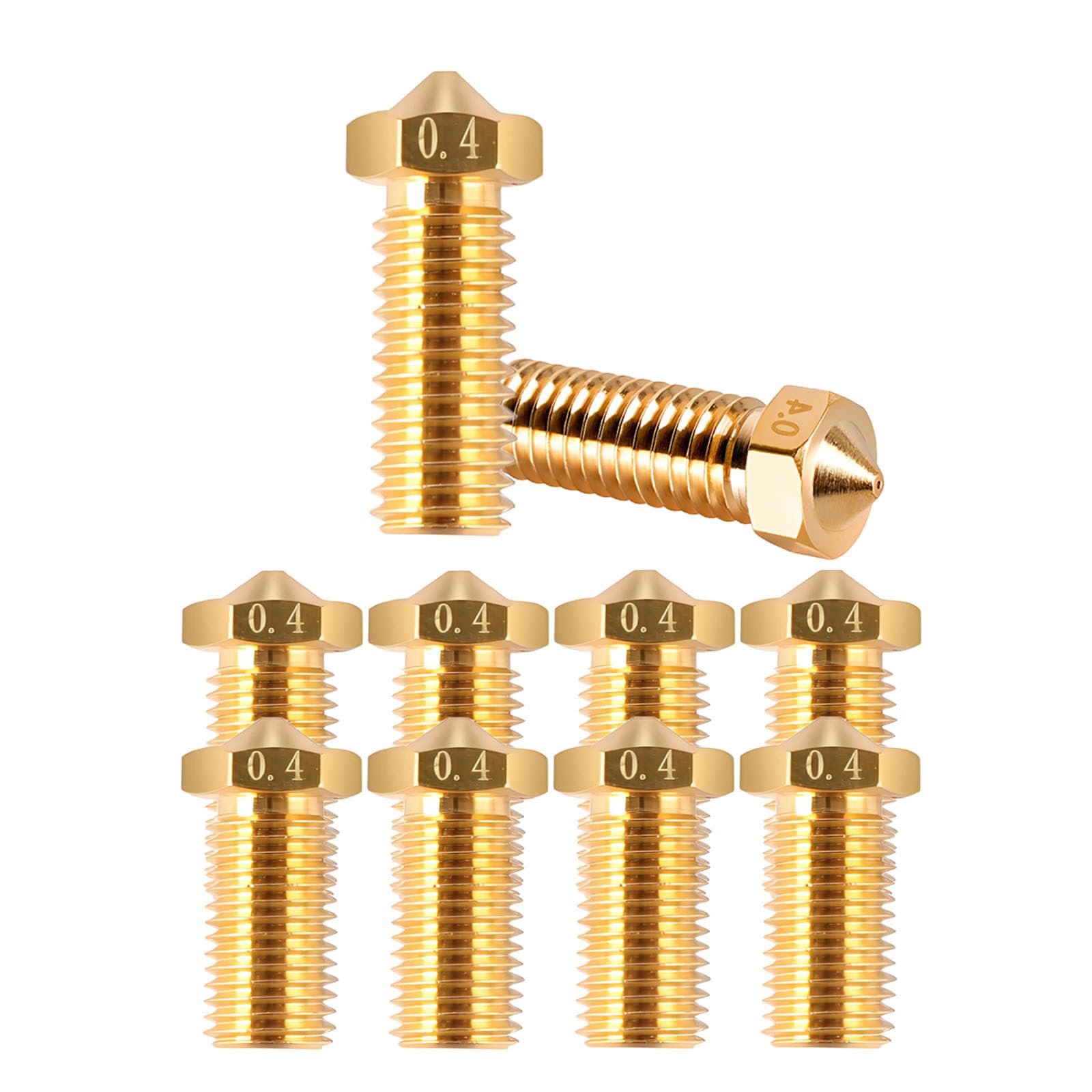 10-częściowy Zestaw Dysz Barss Kompatybilny z Anycubic Kobra 2 Max, Anycubic Kobra 2 Neo, Drukarką 3D, Zestaw Dysz 0,4 mm do Kobra 3 Hotend, Kobra 2 Plus, Kobra 2 Pro (kolor mosiężny)