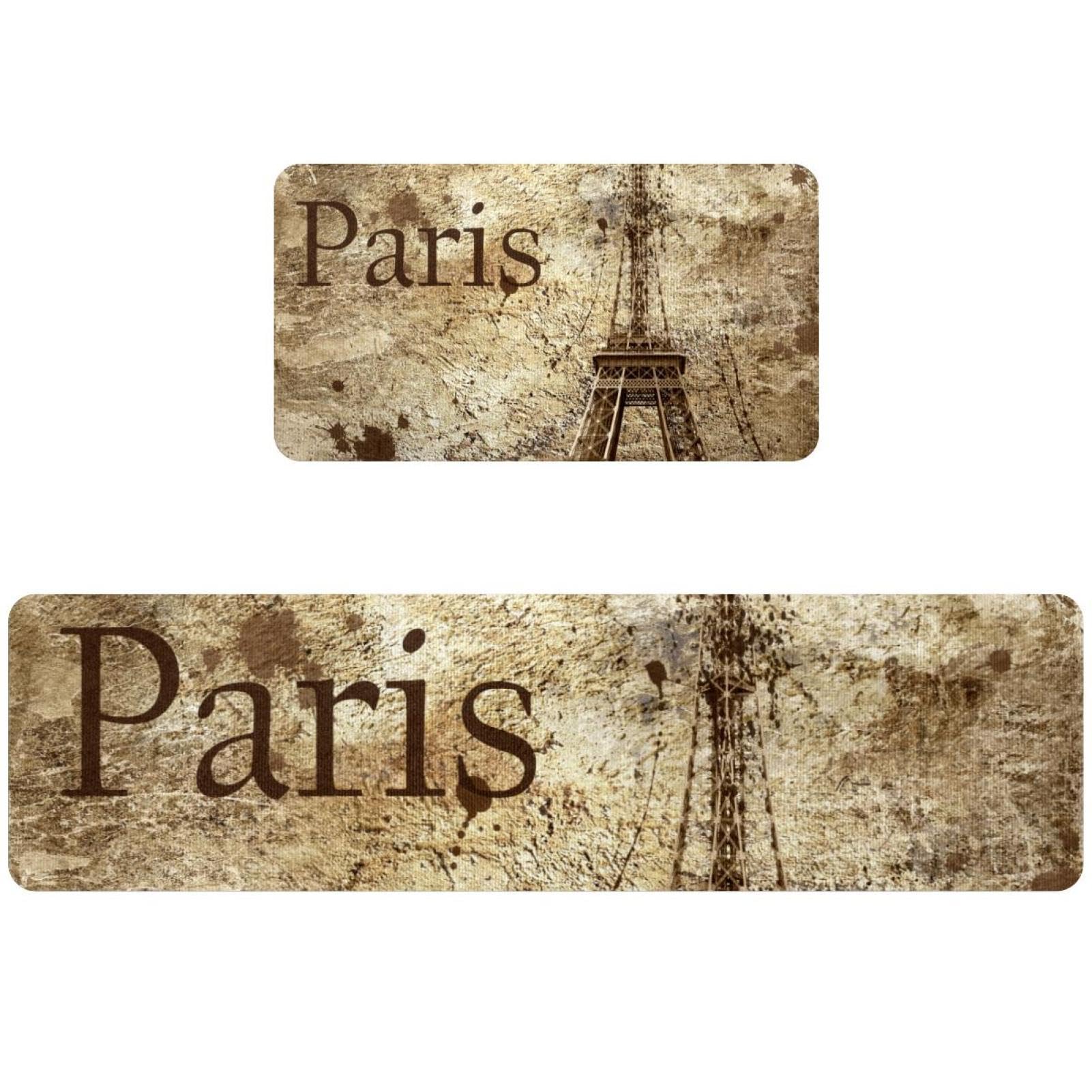 Tapis de cuisine antidérapant Gurnge, lot de 2 lavable et ultra absorbant motif Tour Eiffel