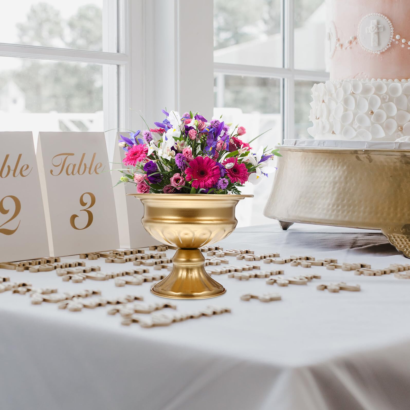OUNONA Vasi Decorativi e Centrotavola Matrimonio Set 2 Pezzi in Ferro Design Retrò, per Composizioni Floreali Artificiali Decorazione Casa