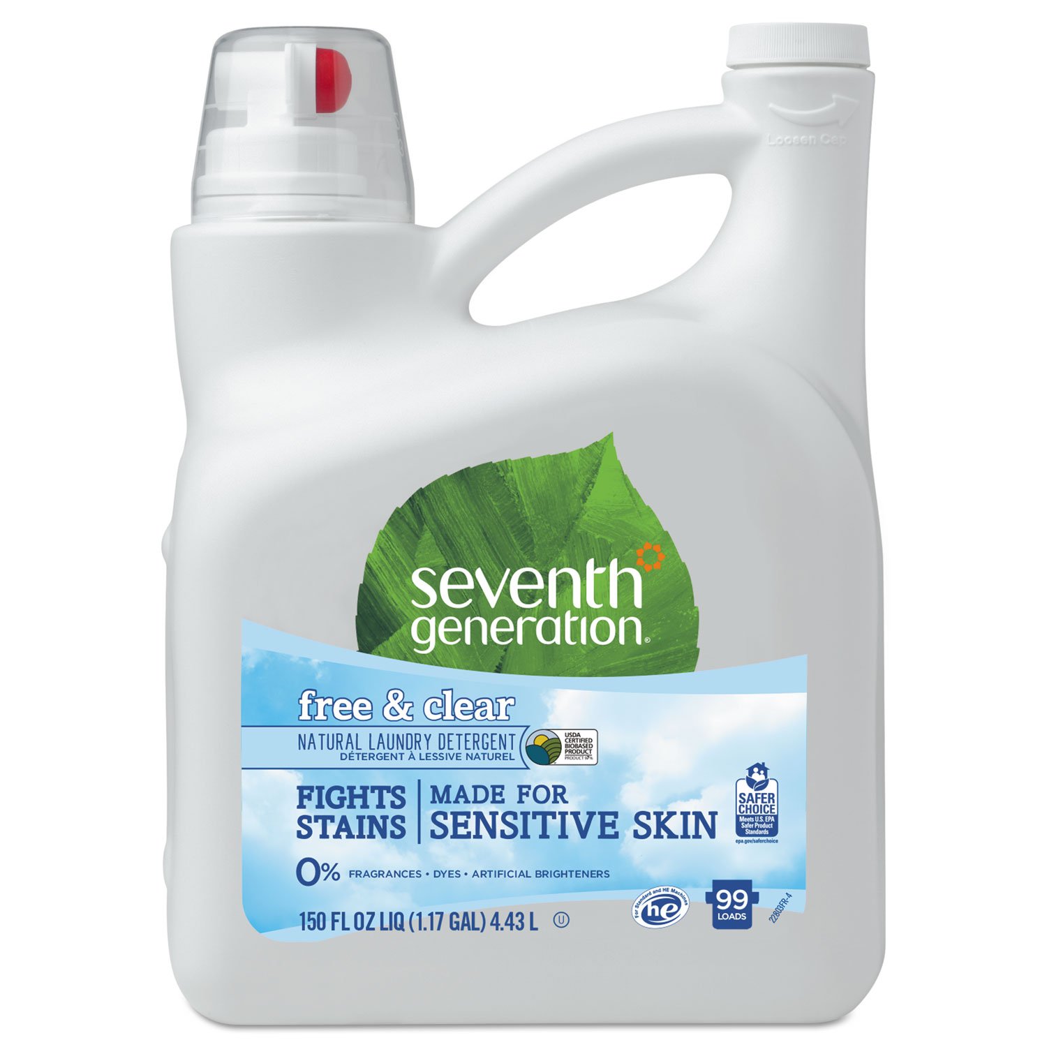 Seventh Generation Liquid Laundry Detergent, Free & Clear, 150 oz, 99 Loads (Packaging May Vary)