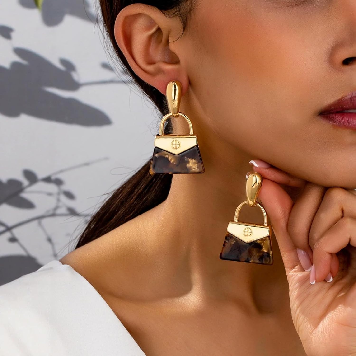 Leopard Earrings for Women Brown Acrylic Dangling Square Geometric Leopard Print Earrings Brown Jewelry Accessories for Party Outfits Trendy Jewelry Gifts - Image 3