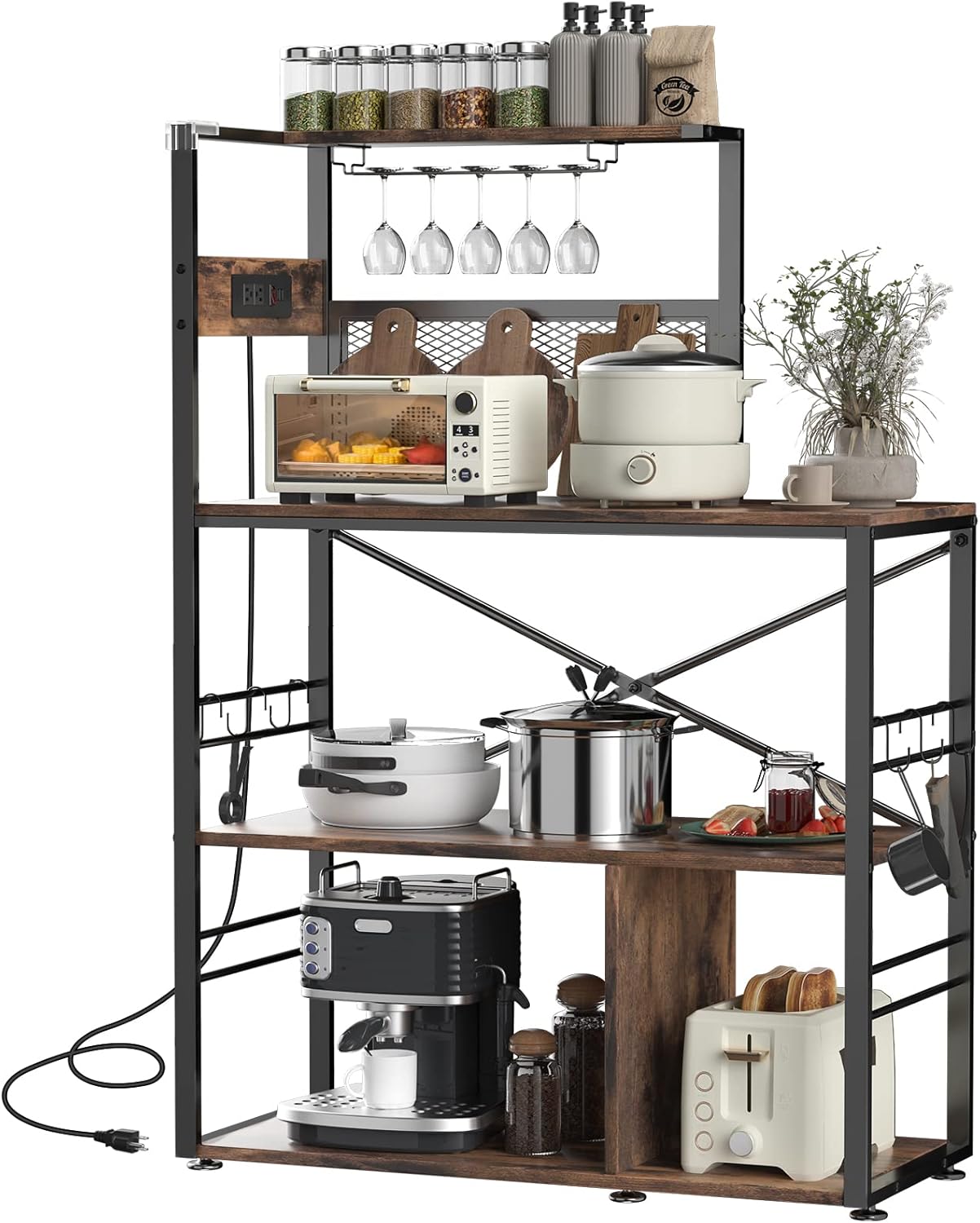 Labonida Bakers Rack with Power Outlet, Microwave Stand