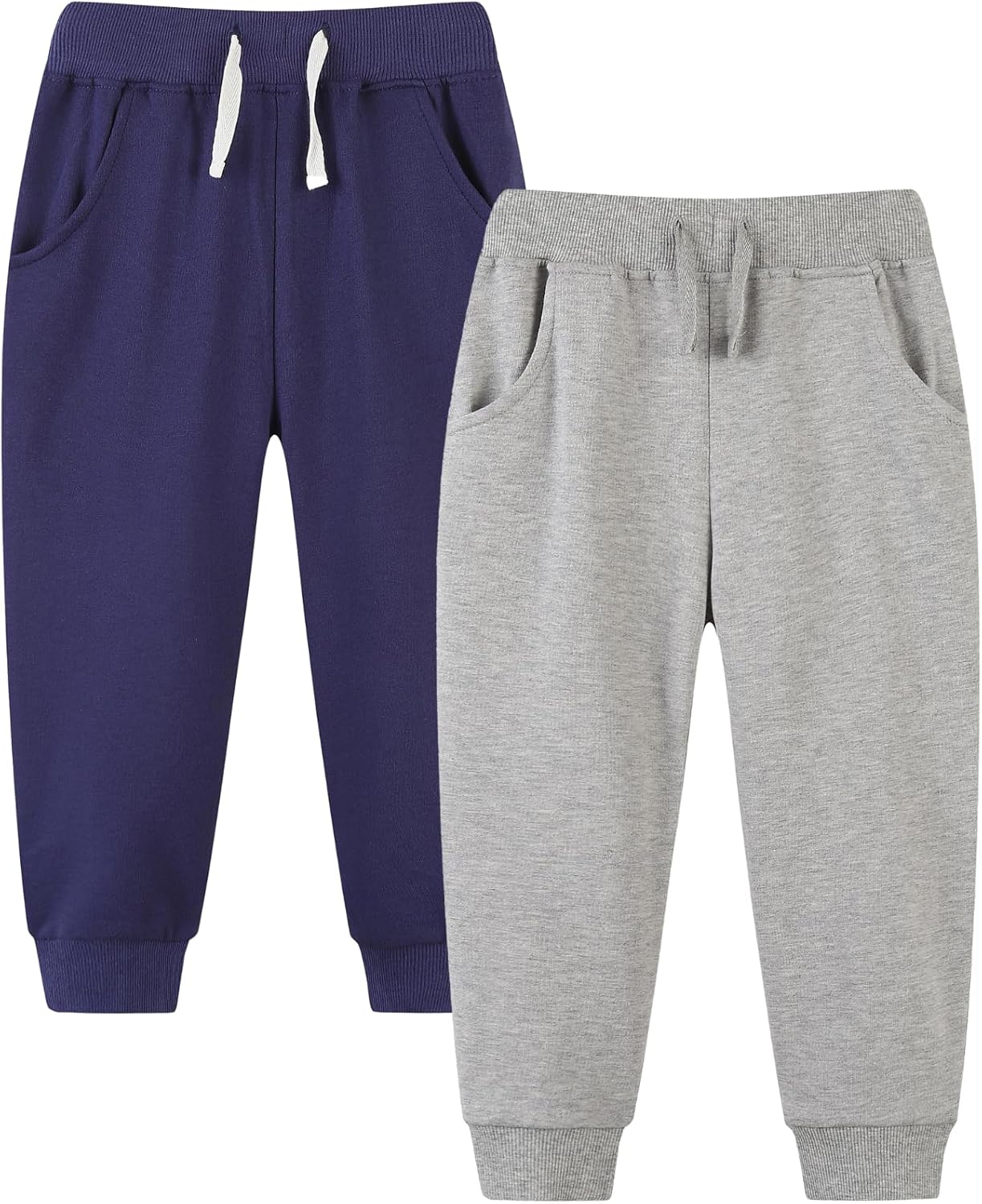 IjnUhb Boys Sweatpants,Toddlers Cotton Pull On Jogger Pants, Kids Elastic Waist Stretch Pants, 2-Pack