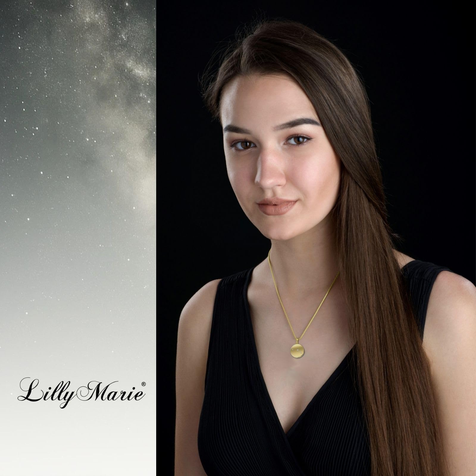 LillyMarie Damski Naszyjnik Biżuteria z Litego Srebra Pozłacane Elementy Swarovskiego Znak Zodiaku Wisiorek Baran Długość Regulowana Torba Prezent Para Prezenty Boże Narodzenie, Skóra, Srebro