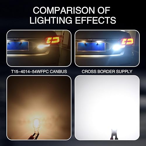 Miniatura 3 de Paquete de 2 luces LED de marcha atrás, T15-4014-54WFPC reemplazo de bombilla, luces traseras de automóvil, decodificación CANBUS, para la mayoría