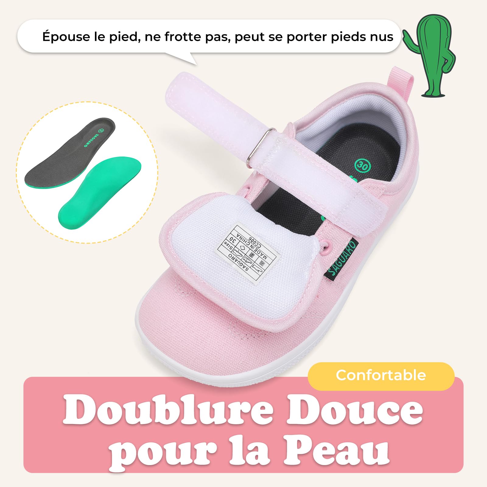 SAGUARO Baskets Barefoot Fille Chaussures Minimalistes Flexibles pour Extérieur et Intérieur,GR.25-35