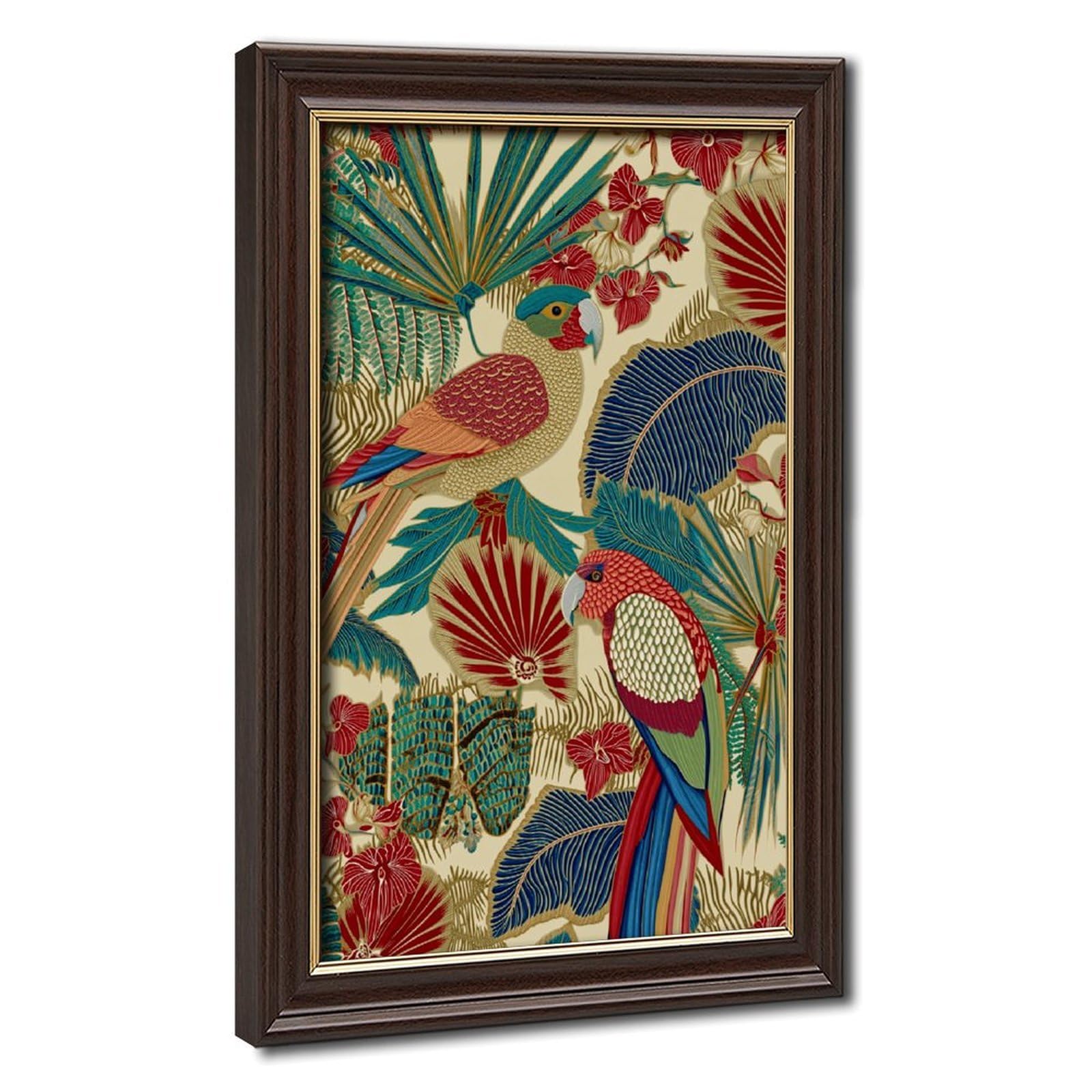 AYINUER Tropical Parrot And Leaf Pattern Poster Canvas Poster