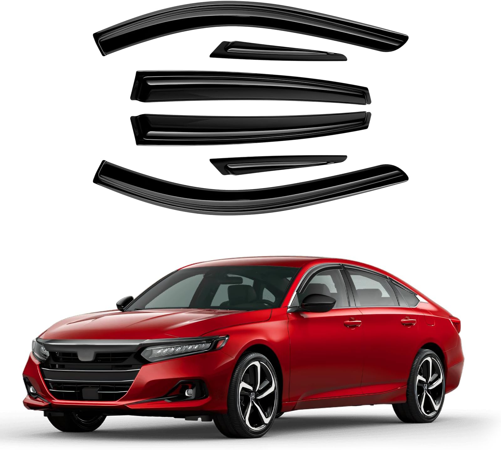 Window Visors Rain Guards for 2018-2022 Honda Accord Accessories, Outside-Mount Tape-On Side Window Wind Deflectors Vent Visors Shades Rainproof 6PCS