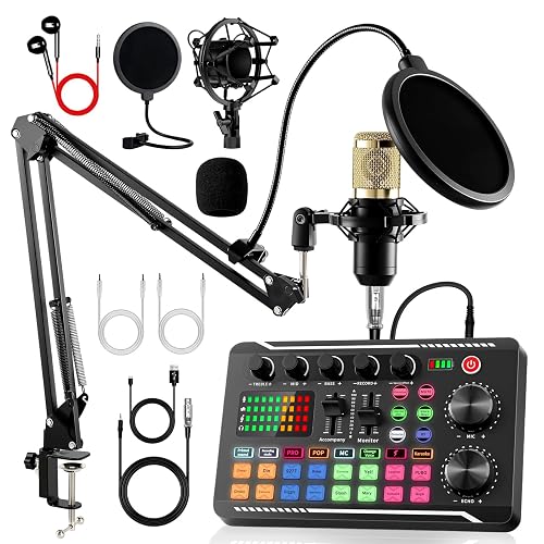 Also GO Podcast Equipment Bundle, F998 Audio Mixer with BM800 Microphone | Podcast Equipment with Sound Card, Recording Studio Equipment for Podcasting Singing Gaming Live Streaming YouTube Tiktok