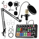 ALSO GO Podcast Equipment Bundle, Podcast Equipment with BM-800 Microphone(Gold) & F998 Sound Card, Recording Studio Equipment for Podcasting, Singing, Gaming, and Live Streaming YouTube Tiktok