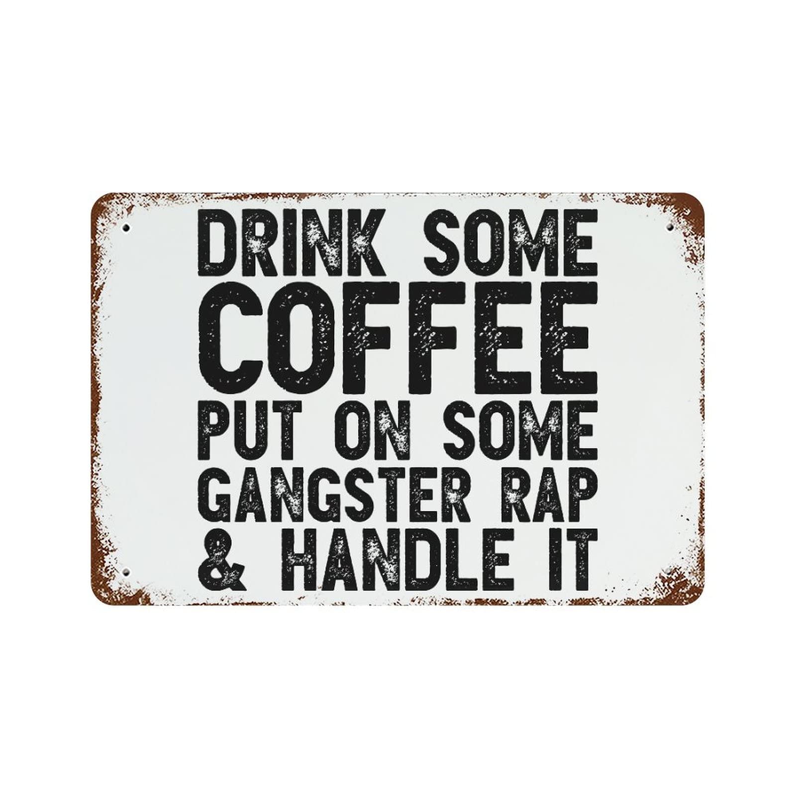 Plaque de rue Drink Coffee en métal vintage, l'idée cadeau de motivation idéale
