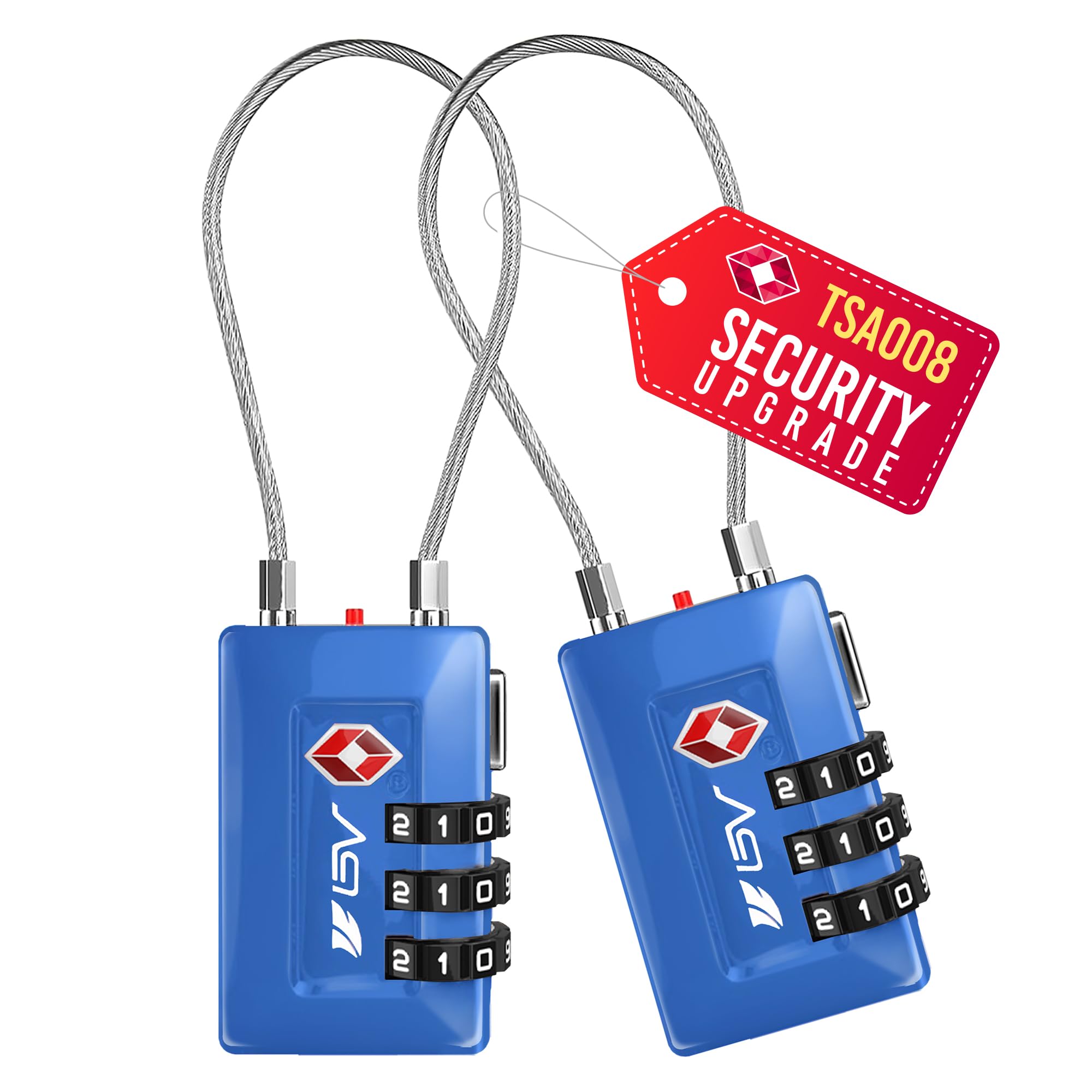 BV TSA Accepted Luggage Travel Lock, Set-Your-Own Combination Lock for School Gym Locker, Luggage Suitcase Baggage Locks, Filing Cabinets, Toolbox, Case (2 Pack, Blue TSA008)
