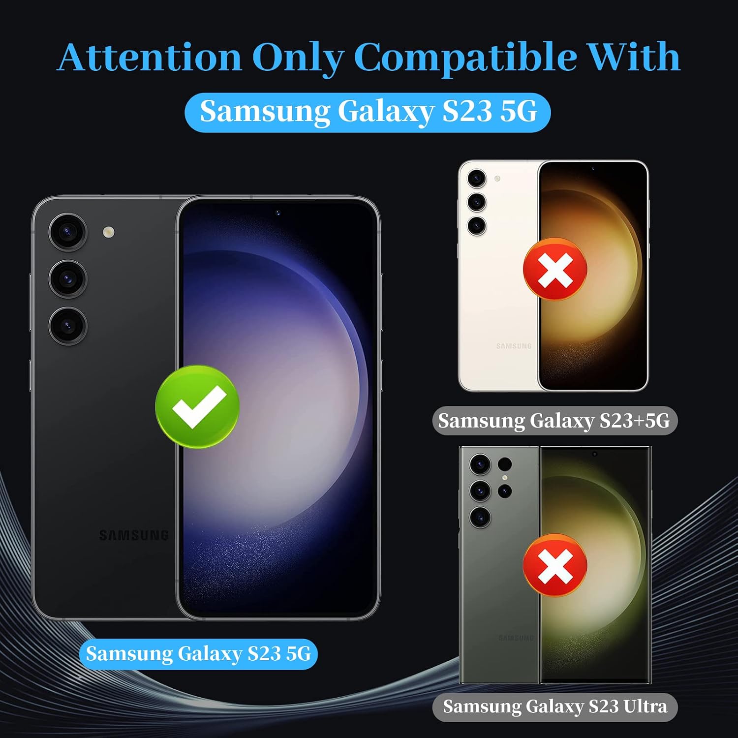 TQLGY 3 Pack Screen Protector for Samsung Galaxy S23 [6.1 Inch] with 3 Pack Camera Lens Protector, Tempered Glass Film, Ultra HD, 9H Hardness, Case Friendly, [Fingerprint Unlock Support]