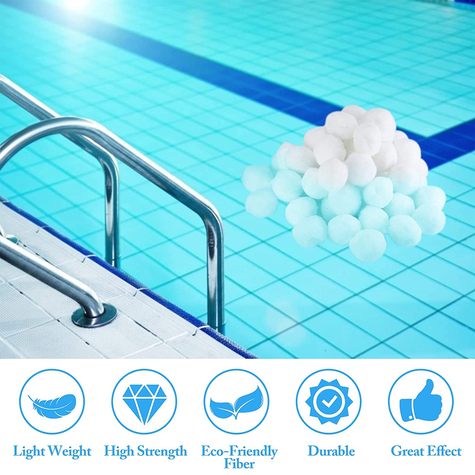 GJXJY Sfera Filtrante per Piscina, Filtro Balls Sfere per Filtrazione a Sabbia per Piscine può Essere Riutilizzato Sabbia Filtrante, per Piscina Acquario Vasca Pesci