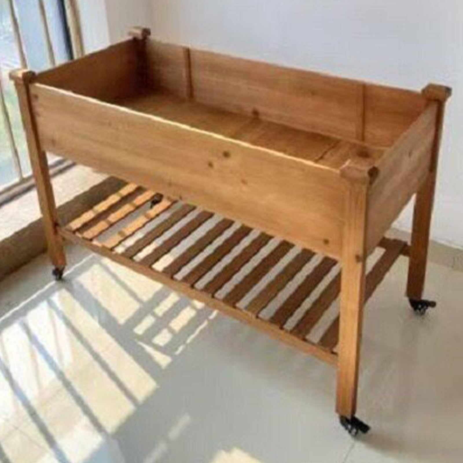 Jardinera Elevada de Madera Con Estante de Almacenamiento, Jardinera Independiente for Uso Interior y Exterior, Combina Almacenamiento y Plantación,For Balcones | Brown