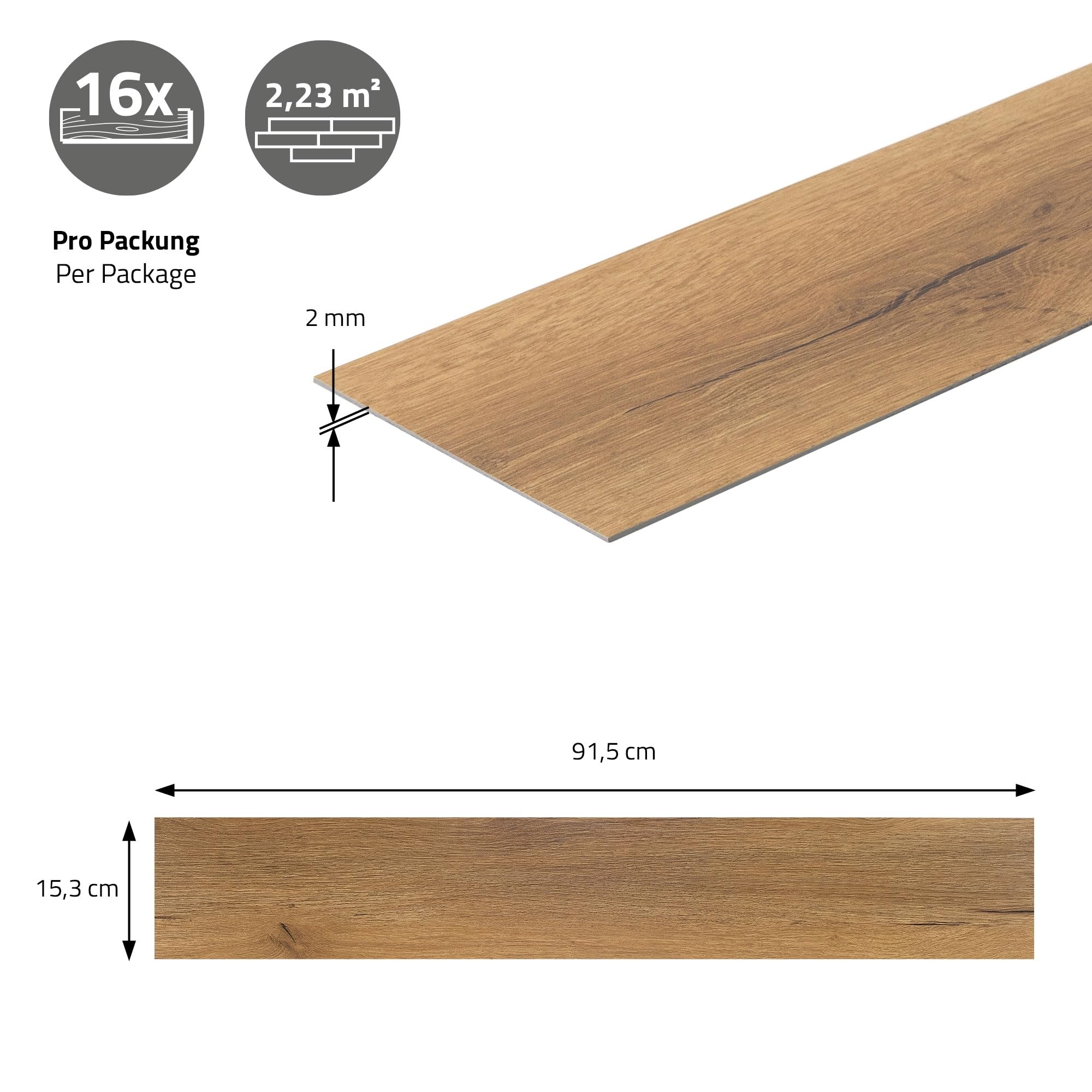 ML-Design Lames PVC Adhésives Effet Chêne Rustique, Revêtement de Sol en Vinyle Autocollant, Imitation Parquet, Imperméable, Installation Facile, 91,5 cm x 15,3 cm x 2 mm, 32 Pièces / 4,46 m²