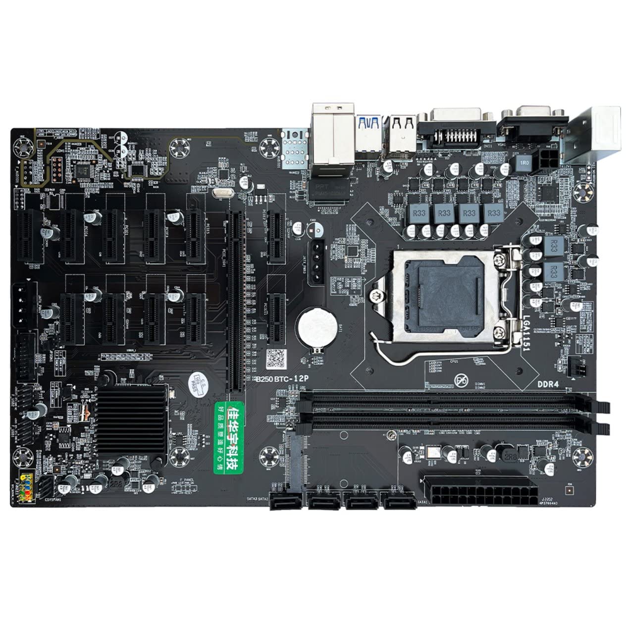 Bcatips Mainboard 12 PCIE Mining Rig BTC ETH Mining Mainboard for B250 LGA1151 SATA3 for B250 B250M 