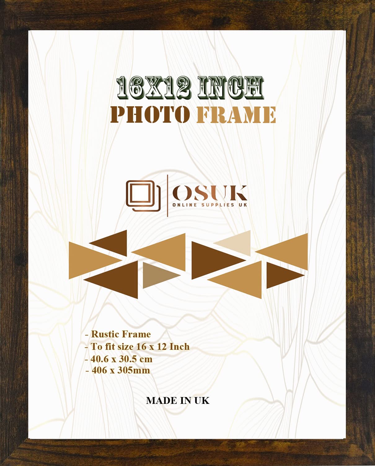 Frame Eazy Rustic Osuk Photo Frame 40.6 X 30.5Cm Large Photo Frame 16 X 12 Inch Picture Frames With Clear Perspex Front & Wall Mounting 12'' X 16'' Frame (Rustic)