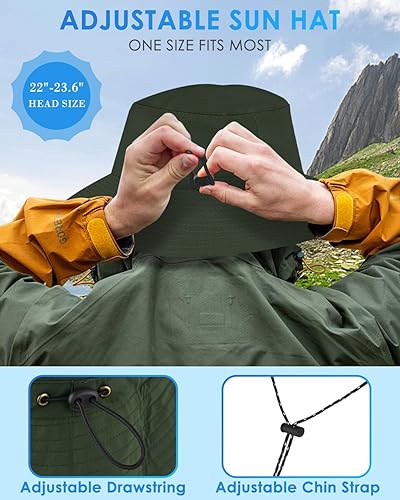 Miniatura 3 de BROTOU Sombreros de pescador plegables para mujereshombres, sombrero de ala ancha UPF 50+, gorra de pesca impermeable con protección UV