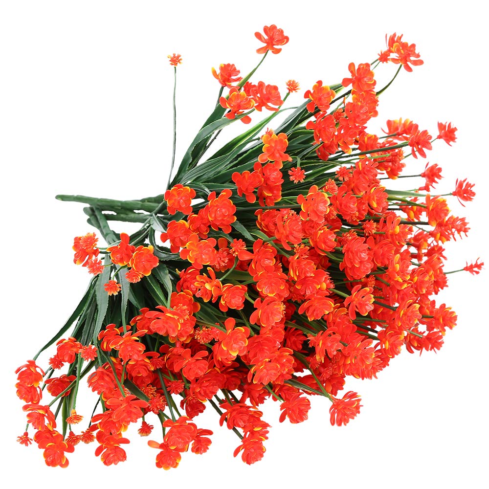 20 Paquetes de Flores Artificiales para Exteriores, arbustos Resistentes a los Rayos UV, vegetación de plástico sintético para Plantas Colgantes de Interior y Exterior, jardín, Porche,